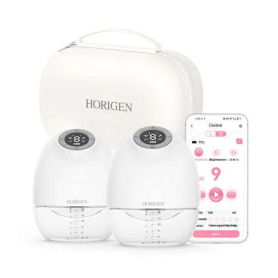 Horigen Hands Free Wearable Breast Pump of Baby Mouth Double
